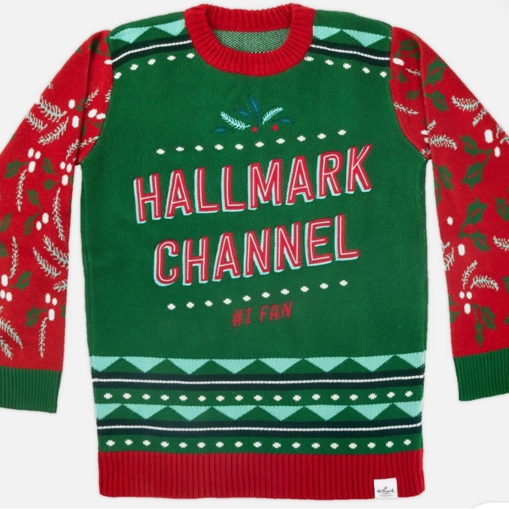 Hallmark Festive Green and Red Crewneck Sweater